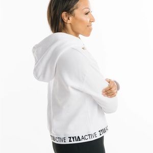 White ZYIA Active Band Hoodie (Size Up 1)